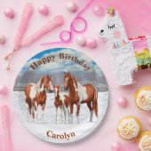 Assiettes En Carton Chestnut Pinto Sorrel Peinture Quarter Chevaux Dan (Fête)