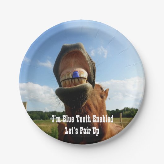 Assiettes En Carton Cheval à dents bleues (Devant)