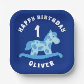 Assiettes En Carton Cheval à rocher Blue Boy fête d'anniversaire (Recto)