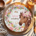 Assiettes En Carton Cheval Anniversaire Fille Cowgirl Rose Floral Part<br><div class="desc">Un merveilleux ajout à votre fête,  ces élégantes plaques de papier de fête avec un thème Cheval,  Cowgirl.</div>