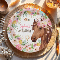 Cheval Anniversaire Fille Cowgirl Rose Floral Part