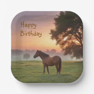Assiettes En Carton Cheval au lever du soleil