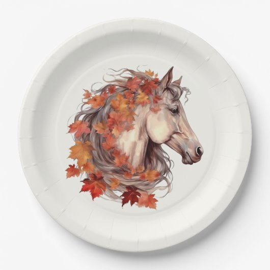 Assiettes En Carton Cheval Automne Élégant Moderne Equestre Thanksgivi (Devant)