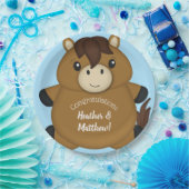Assiettes En Carton Cheval Baby shower Blue Boy (Fête)