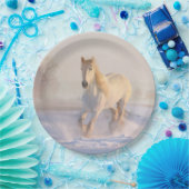 Assiettes En Carton cheval blanc dans la neige (Fête)