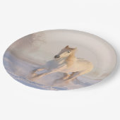 Assiettes En Carton cheval blanc dans la neige (Angle)