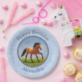 Assiettes En Carton Cheval Buckskin courant bleu clair (Fête)