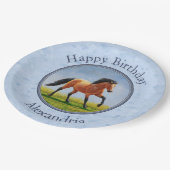 Assiettes En Carton Cheval Buckskin courant bleu clair (Angle)