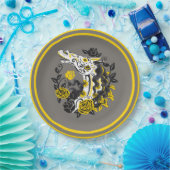 Assiettes En Carton Cheval Crâne avec Roses Jaunes Dia de los Muertos (Fête)