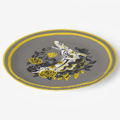 Assiettes En Carton Cheval Crâne avec Roses Jaunes Dia de los Muertos (Angle)