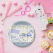 Assiettes En Carton Cheval de Carrousel (bleu) Anniversaire  (Fête)