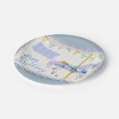 Assiettes En Carton Cheval de Carrousel (bleu) Anniversaire  (Angle)