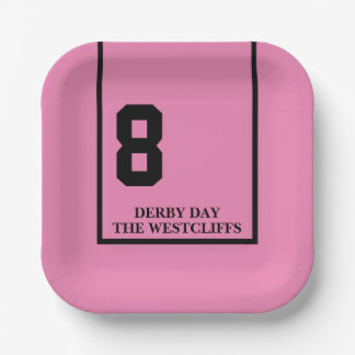 Assiettes En Carton Cheval de fête personnalisé Derby 8 Rose