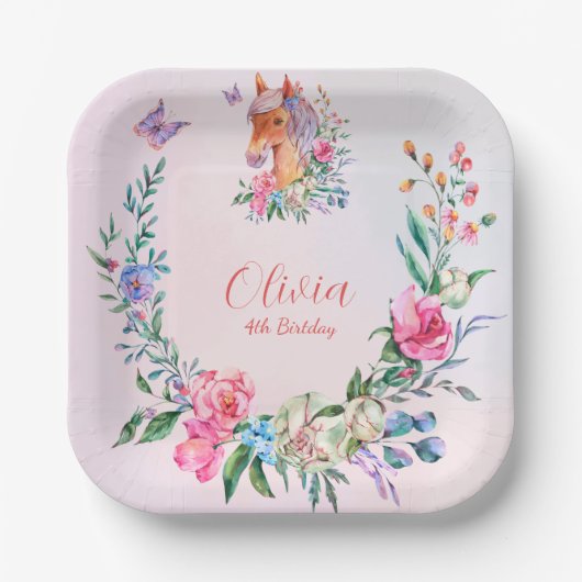 ASSIETTES EN CARTON CHEVAL DE FLEURS B1 (Recto)