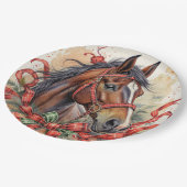 Assiettes En Carton Cheval de Noël (Angle)