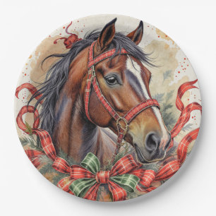 Assiettes En Carton Cheval de Noël
