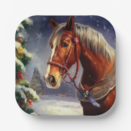 Assiettes En Carton Cheval de Noël 1 (Recto)