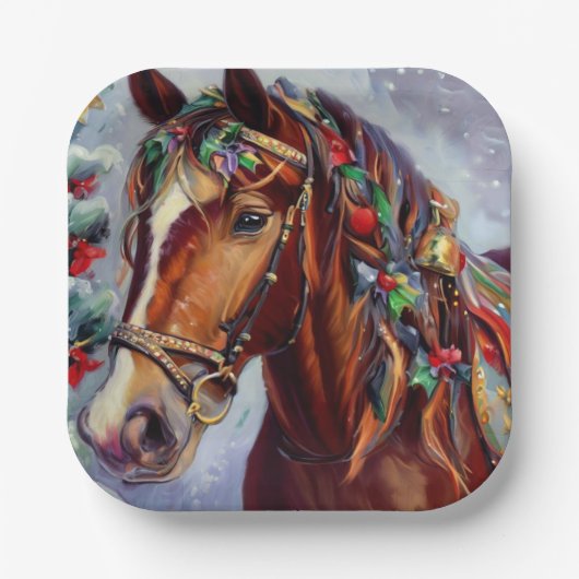 Assiettes En Carton Cheval de Noël 2 (Recto)
