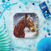 Assiettes En Carton Cheval de Noël 3 (Fête)
