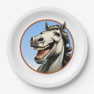 Assiettes En Carton cheval drôle
