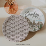 Assiettes En Carton Cheval du Baby shower Western Cowboy Boy<br><div class="desc">Préparez-vous à vous attarder pour un baby shower de cowboy de rotin'-tootin' qui capte l'esprit du Far West ! Ce design charmant est orné d'une police de corde ludique qui se déroule à travers des scènes de rodéos et de cowboys illustrées à la main, avec des chevaux galopants et des...</div>