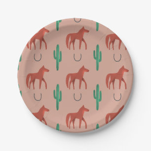 Assiettes En Carton Cheval et Cactus