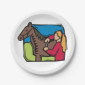 Assiettes En Carton Cheval Et Ferme Fille (Devant)