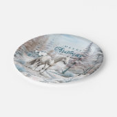 Assiettes En Carton Cheval hiver scène neige forêt Noël (Angle)