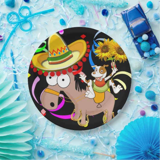 Assiettes En Carton Cheval Joyeux Plaques de papier d'anniversaire (Fête)