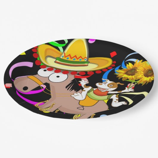 Assiettes En Carton Cheval Joyeux Plaques de papier d'anniversaire (Angle)