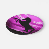 Assiettes En Carton Cheval noir Ciel pourpre et eau (Angle)