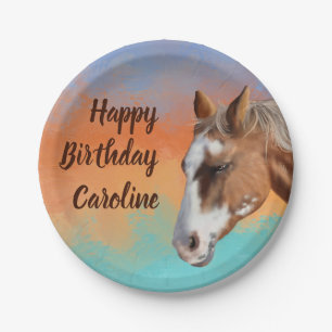 Assiettes En Carton Cheval Palomino d'anniversaire 
