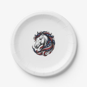 Assiettes En Carton Cheval Patriotique Gravure Vintage Art Vectoriel