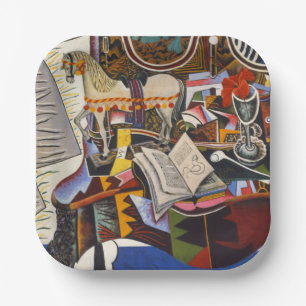 Assiettes En Carton Cheval Pipe Fleur rouge par Joan Miro