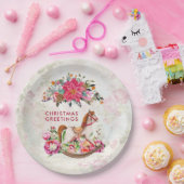 Assiettes En Carton Cheval rocheux victorien et Poinsettia Noël (Fête)