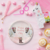 Assiettes En Carton Cheval rose Fleur Plaques Papier Anniversaire (Fête)