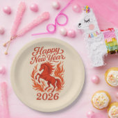 Assiettes En Carton Cheval Rouge 2026 (Fête)