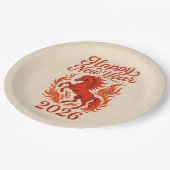 Assiettes En Carton Cheval Rouge 2026 (Angle)