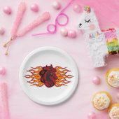 Assiettes En Carton Cheval rouge fière avec flammes (Fête)