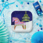 Assiettes En Carton Cheval scandinave hivernal Plaque en papier de 7 p (Fête)