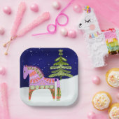 Assiettes En Carton Cheval scandinave hivernal Plaque en papier de 7 p (Fête)