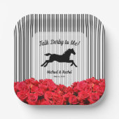 Assiettes En Carton Cheval Silhouette Red Roses Derby Party (Recto)
