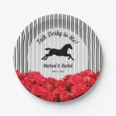 Assiettes En Carton Cheval Silhouette Roses rouges Derby (Devant)