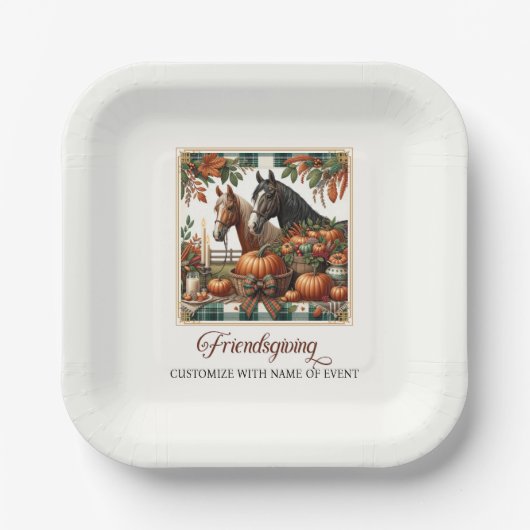 Assiettes En Carton Cheval tendance Friendsgiving (Recto)