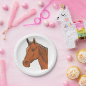 Assiettes En Carton Cheval Tête Brown Animal de ferme (Fête)