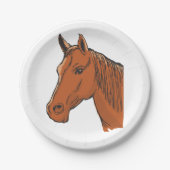 Assiettes En Carton Cheval Tête Brown Animal de ferme (Devant)