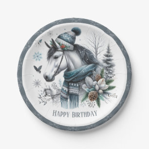 Assiettes En Carton Cheval Vibes d'hiver - Anniversaire