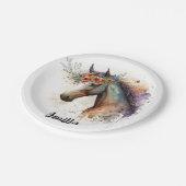 Assiettes En Carton Cheval visage avec couronne de fleurs (Angle)