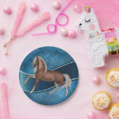 Assiettes En Carton Cheval Western Party sur Arrière - plan bleu (Fête)