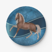 Assiettes En Carton Cheval Western Party sur Arrière - plan bleu (Devant)